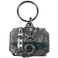 Coastal Scene Metal Key Chain with Enameled Details